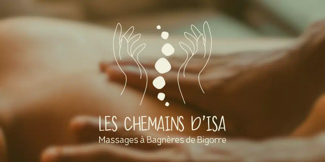 Travail de modernisation sur l'identité visuelle et le logo des Chemains d'Isa, cabinet de massage à Bagnères de Bigorre.