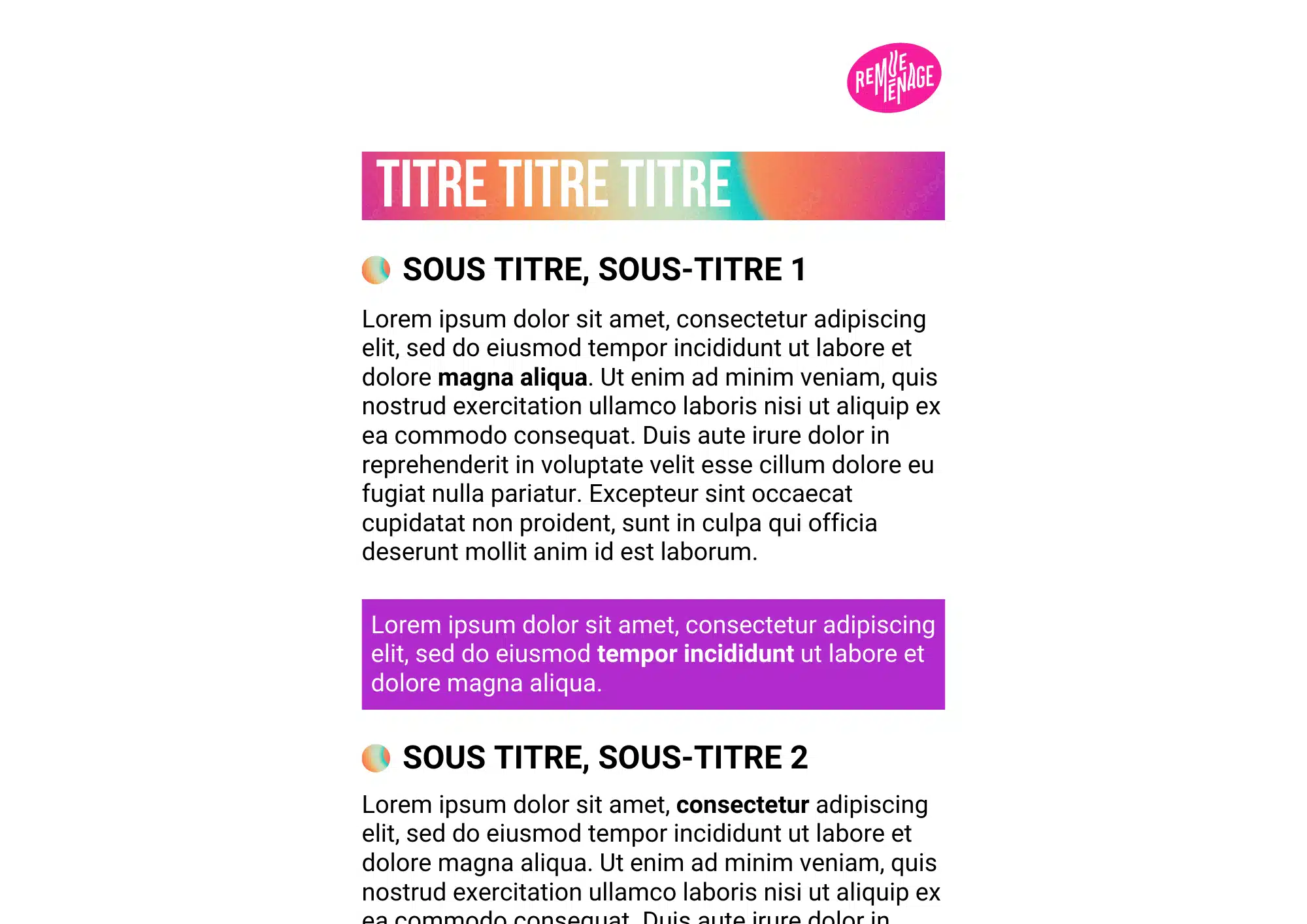 Création d'identité visuelle pour le festival de théâtre Remue Ménage près de Paris