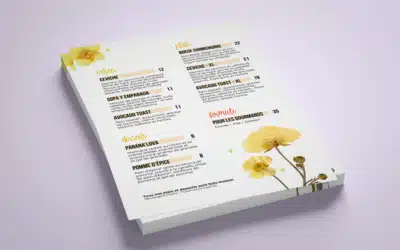 Graphisme de carte de restaurant pour la St Valentin chez Sans Chaise.