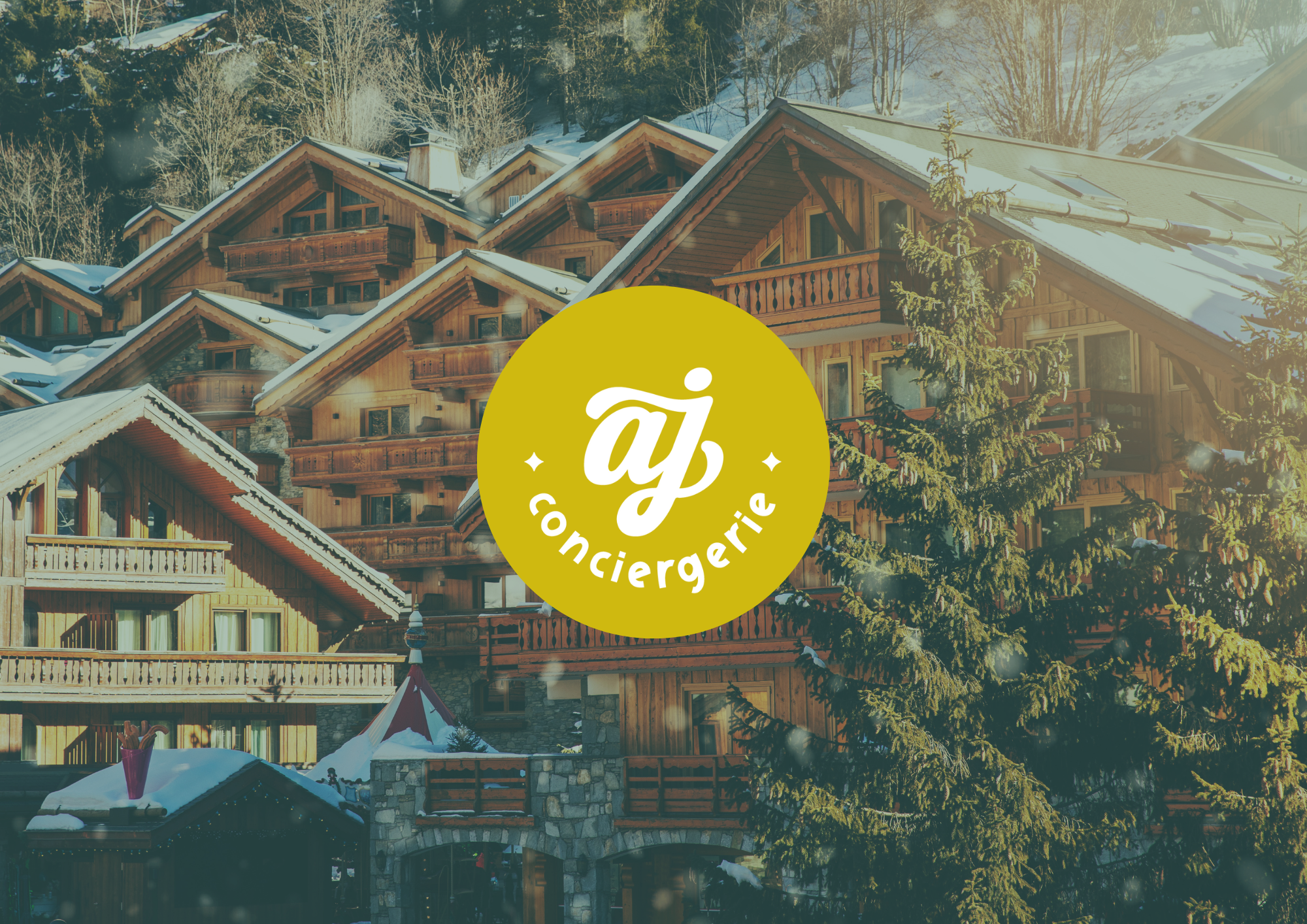 Prestation de graphisme avec la création de la nouvelle identité visuelle d'A&J Conciergerie à Bagnères de Bigorre - logo, couleurs et éléments graphiques.