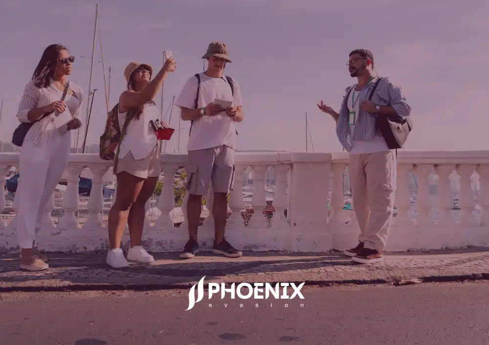 Prestation de graphisme avec la création de la nouvelle identité visuelle de Phoenix Evasion par Chauderon Voyages, organisation de séjours pour séniors dans le sud-ouest - logo, couleurs et éléments graphiques.