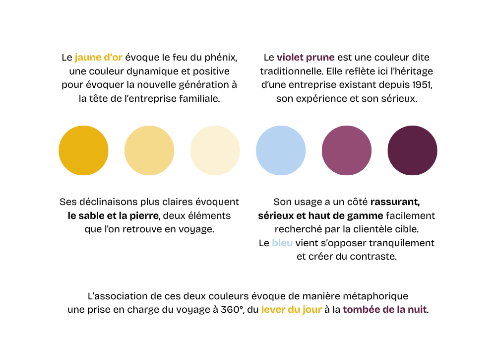 Prestation de graphisme avec la création de la nouvelle identité visuelle de Phoenix Evasion par Chauderon Voyages, organisation de séjours pour séniors dans le sud-ouest - logo, couleurs et éléments graphiques.